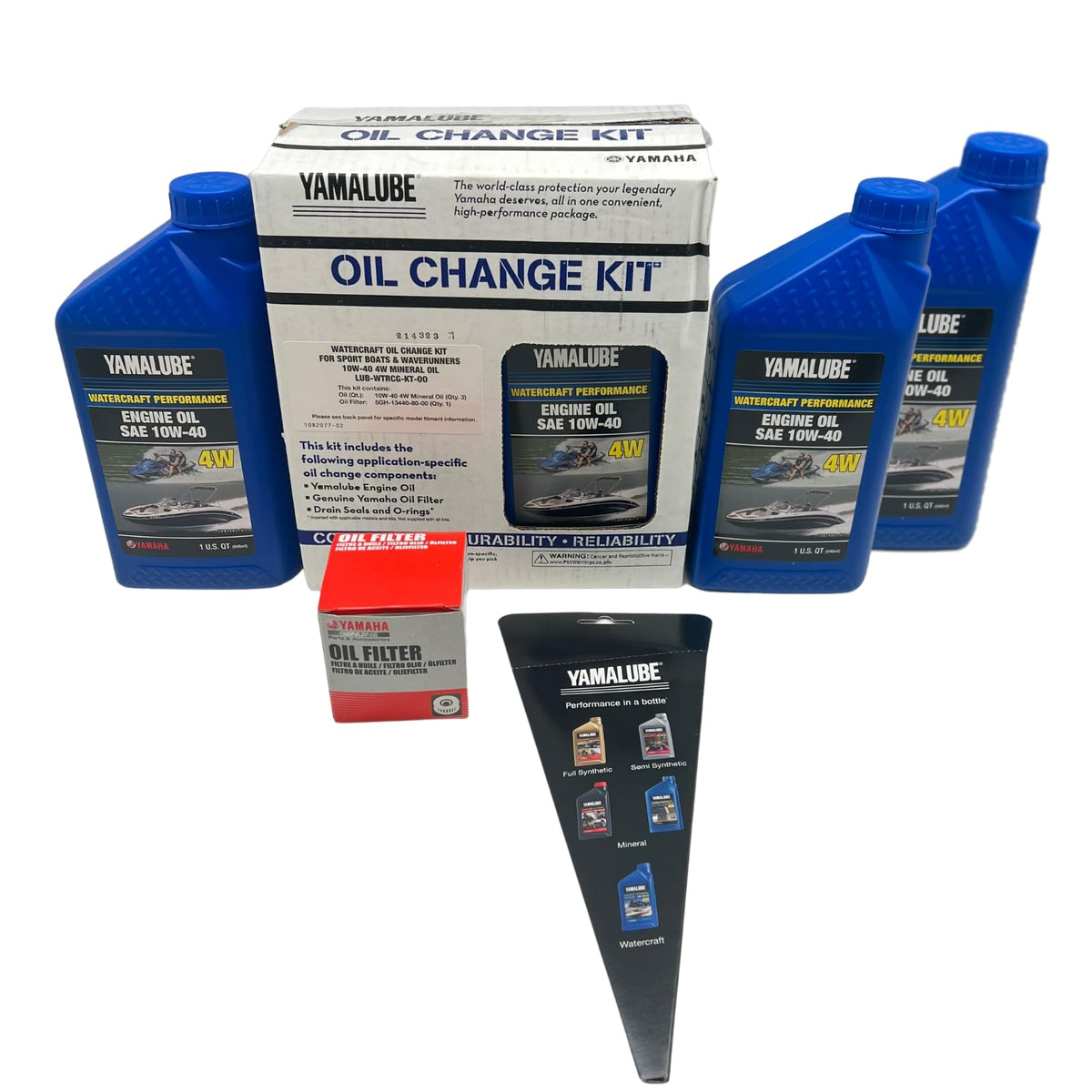 Yamaha oil change in use with kit components installed and clean, leak-free benefit