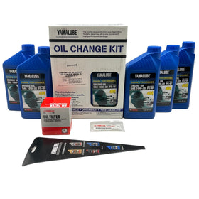 Yamaha Yamalube kit components laid out showing included parts for faster service