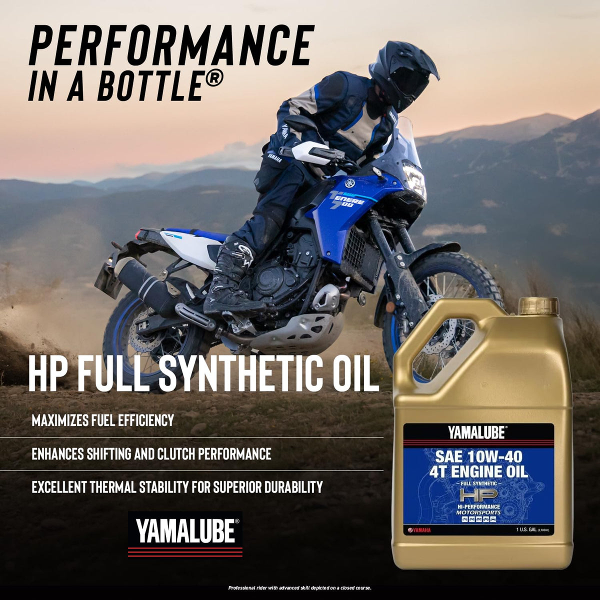 YAMAHA Yamalube pouring into engine oil filler demonstrating easy application