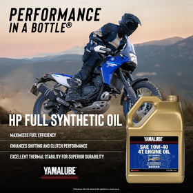 YAMAHA Yamalube pouring into engine oil filler demonstrating easy application