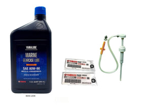 YAMAHA Atwood pump gasket and washers beside Yamalube bottle for easy fill