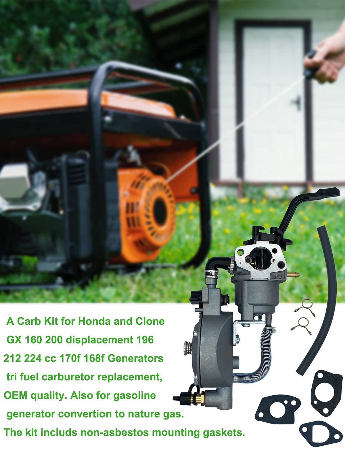 YAMAKATO carburetor kit with non-asbestos gaskets and hardware, simplifies fitment