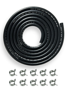 YAMAKATO front view of fuel hose kit showing length and included clamps for easy installation