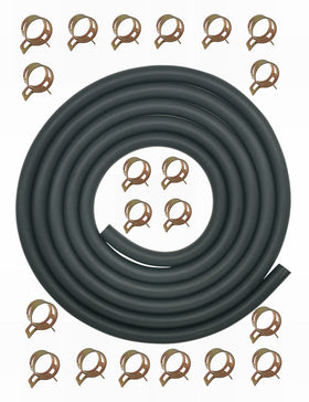 YAMAKATO front view of 10ft fuel line kit showing hose and clamps, ready to install