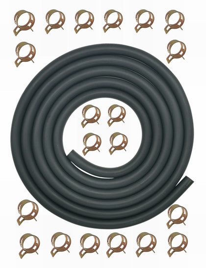 YAMAKATO front view of 10ft fuel line kit showing hose and clamps, ready to install