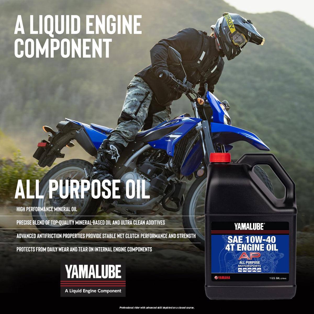 YAMAHA Yamalube being poured into engine with gallon for accurate measurement