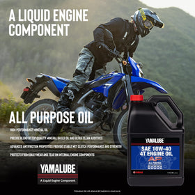 YAMAHA Yamalube being poured into engine with gallon for accurate measurement