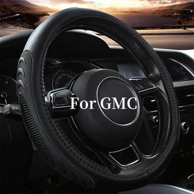 Yangday front view of black steering wheel cover showing sleek fit and style benefit