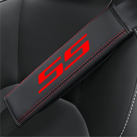 YANGFANGV front view of black seat belt covers showing sleek finish and comfort