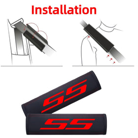 YANGFANGV seat belt covers installed in Camaro SS demonstrating cushioned support