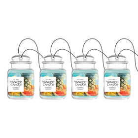 Yankee Candle front packaging showing Bahama Breeze scent and benefits