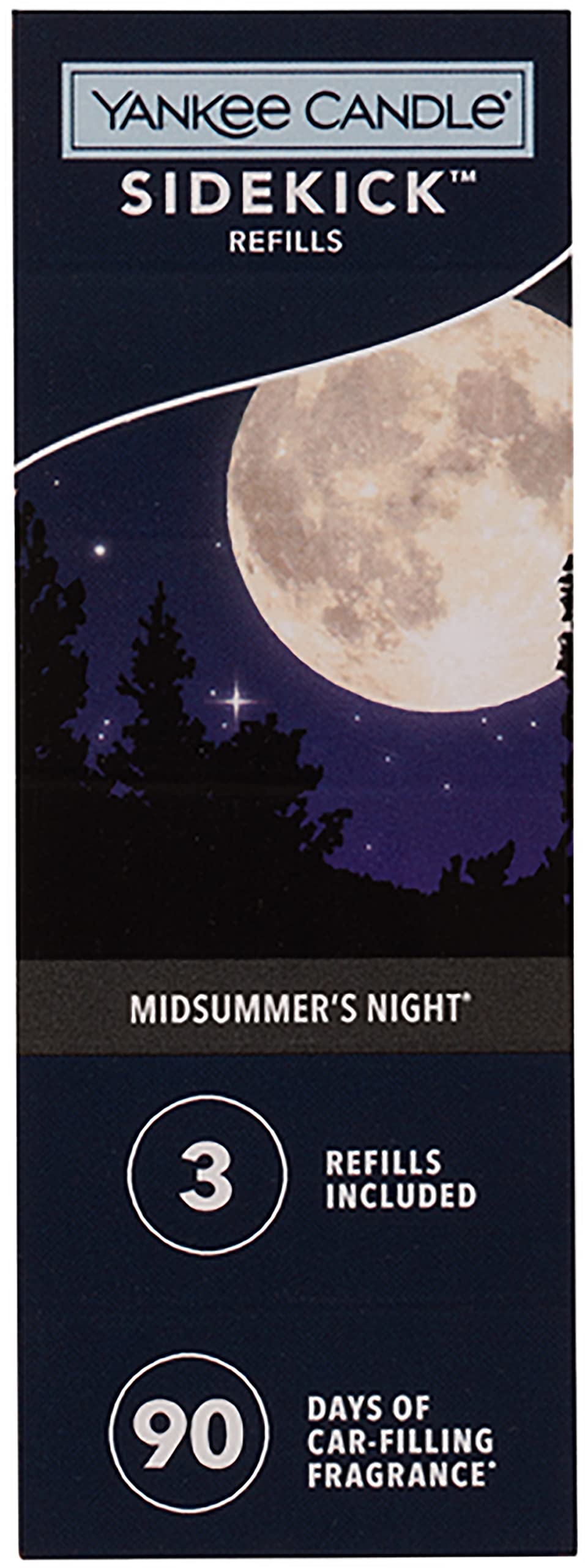 Yankee Candle MidSummer's Night three-refill pack front view showing compact design and convenience