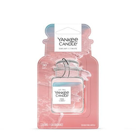 Close-up texture of Yankee Candle Pink Sands insert illustrating label detail and quality