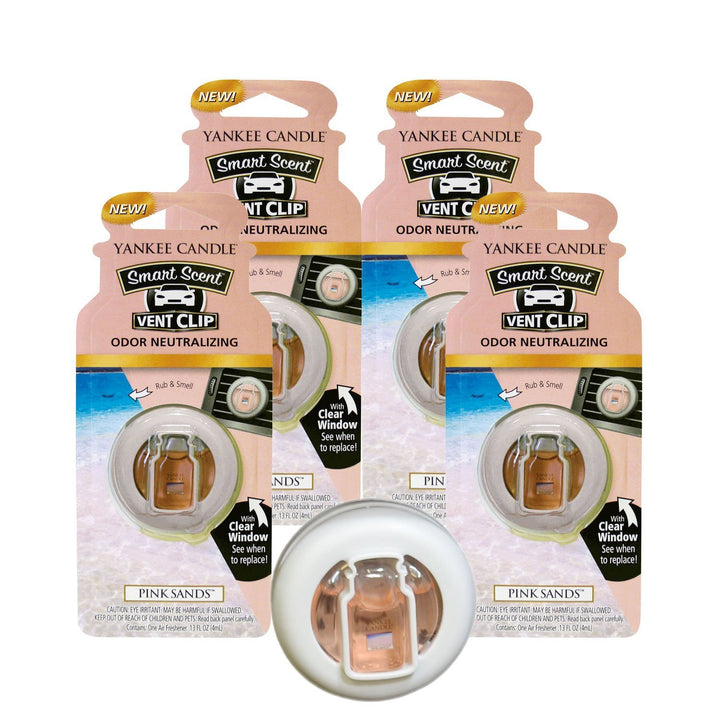 Yankee Candle Pink Sands front packaging showing clip and pack benefit of long-lasting scent