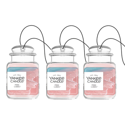Yankee Candle Pink Sands front packaging showing product and scent benefit