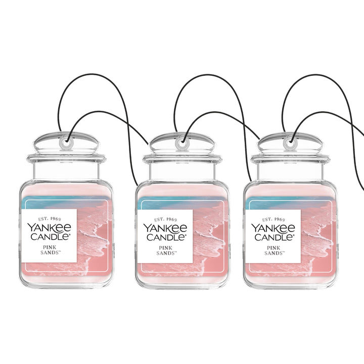 Yankee Candle Pink Sands front packaging showing product and scent benefit