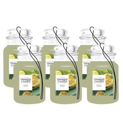 Yankee Candle pack front showing Sage & Citrus and six hanging discs benefiting easy storage