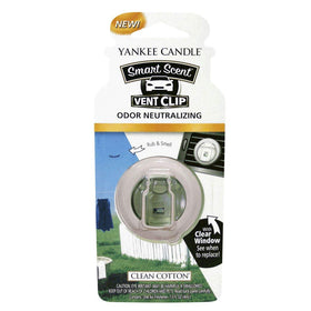 Close-up of Yankee Candle vent clip clear window to monitor remaining fragrance life