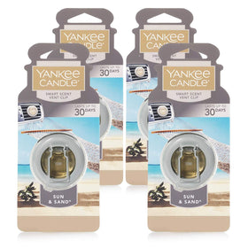 Yankee Candle Sun & Sand vent clip front packaging showing four clips and brand for convenient freshness