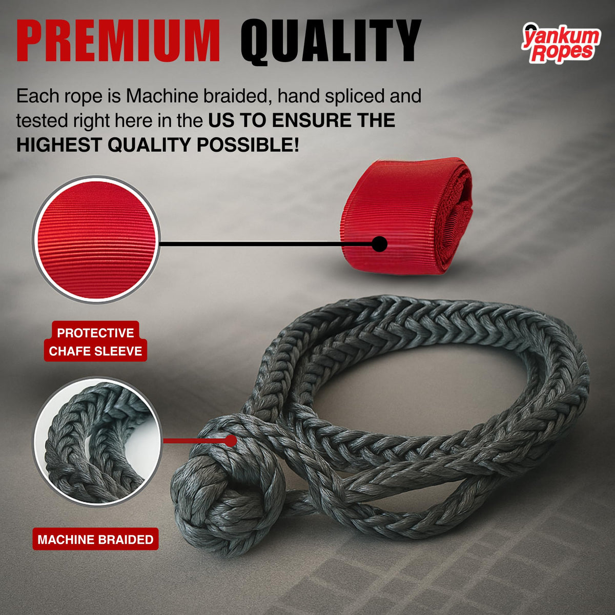 Yankum Ropes floating soft shackle on water showing corrosion resistance and buoyancy