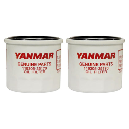 YANMAR oil filter front view showing part number and secure fit benefits
