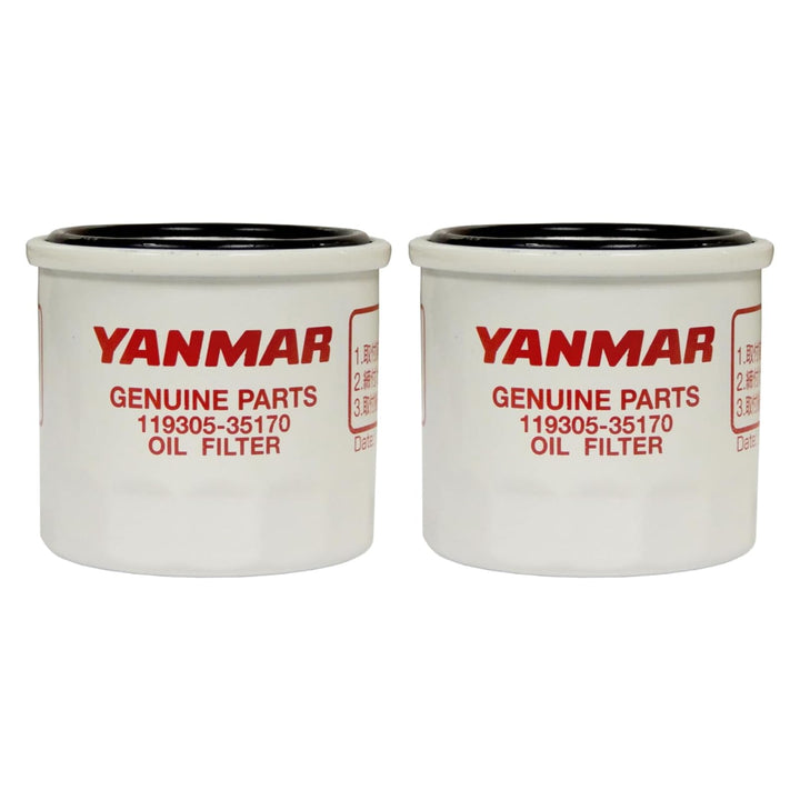 YANMAR oil filter front view showing part number and secure fit benefits
