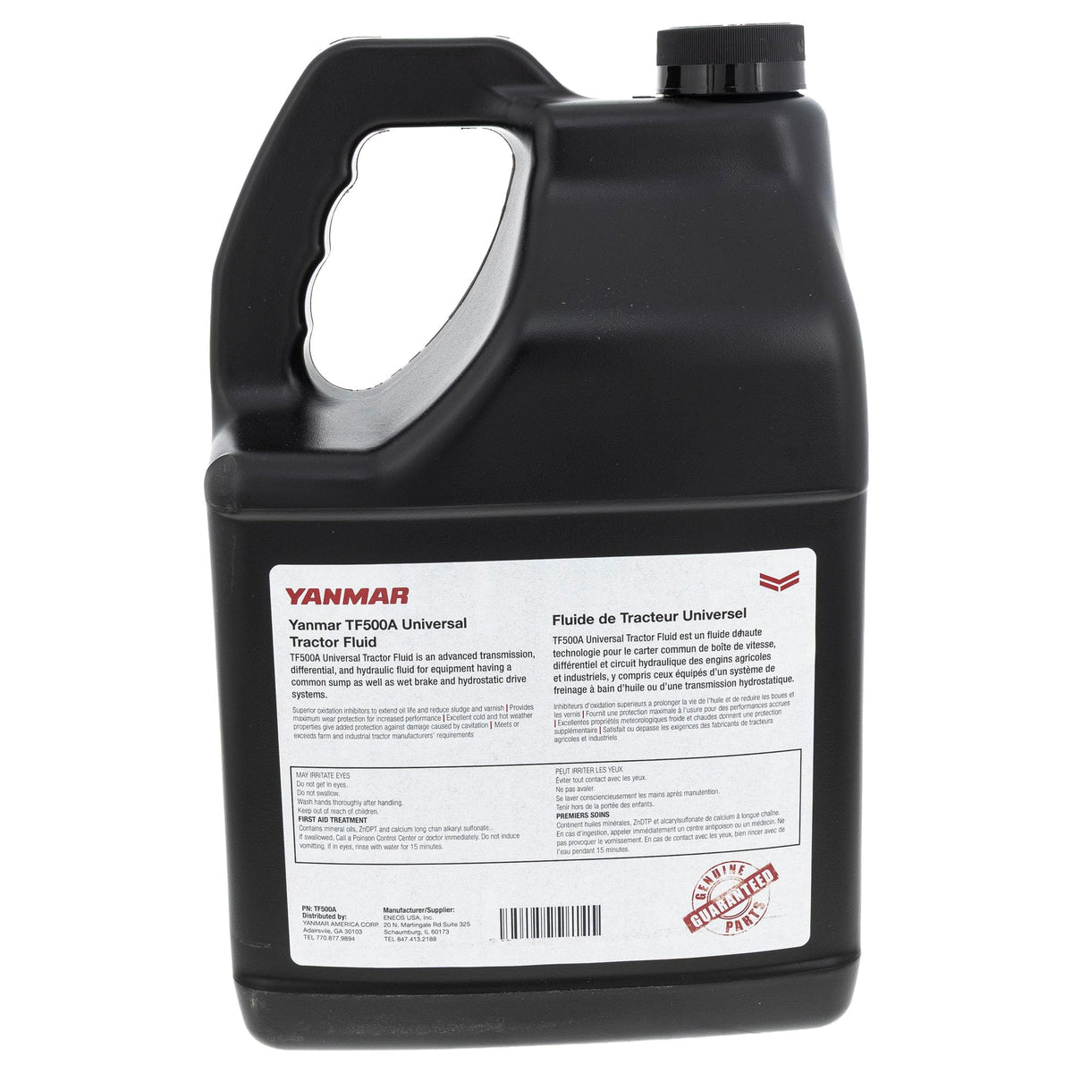 YANMAR TF500A detailed label close-up highlighting specification and OEM approval benefits