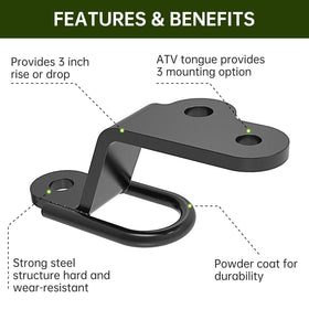 Yantuo close-up of 3/4" ball hole and 5/8" clevis hole demonstrating versatile connectors