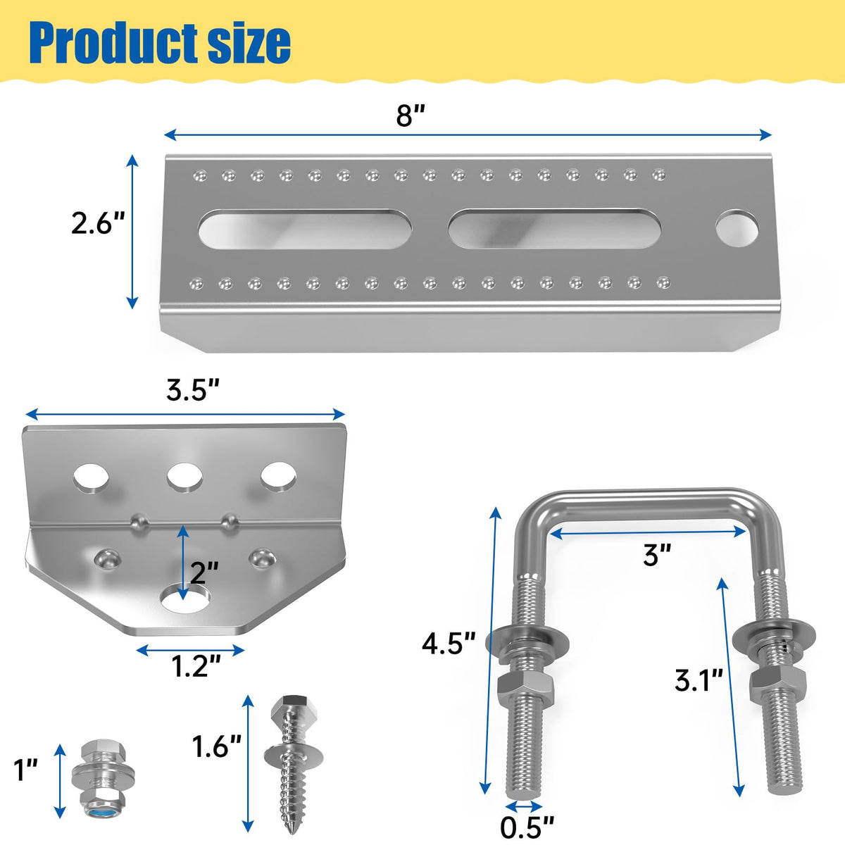 Yantuo brackets installed on trailer crossmember showing stable boat support benefit