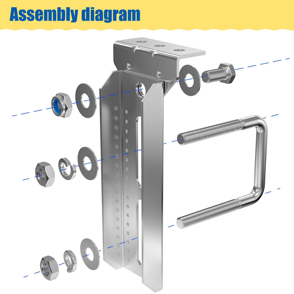 Yantuo U-bolt and hardware laid out showing ease of installation benefit