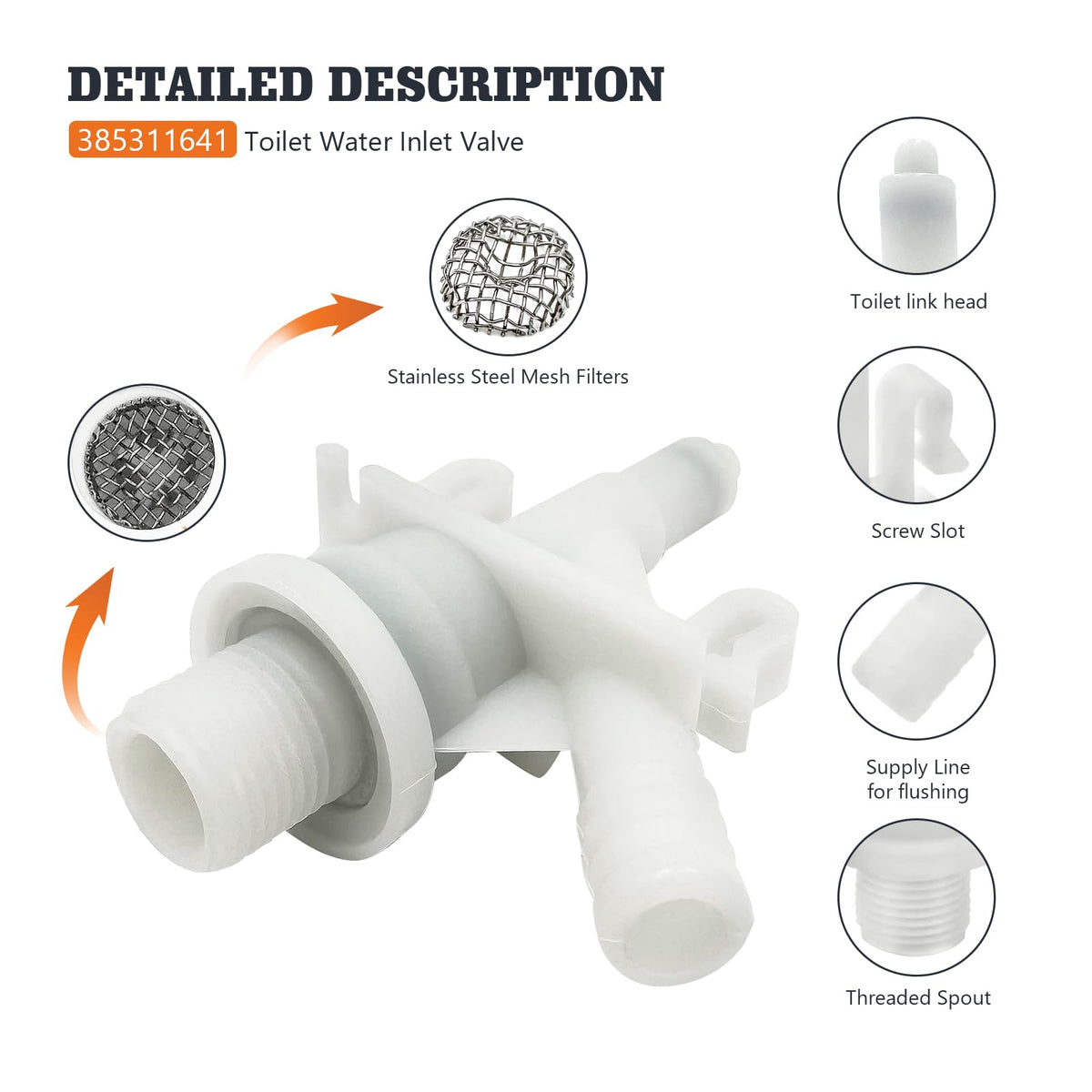 YAOAWE valve close-up showing ABS plastic durability and long life