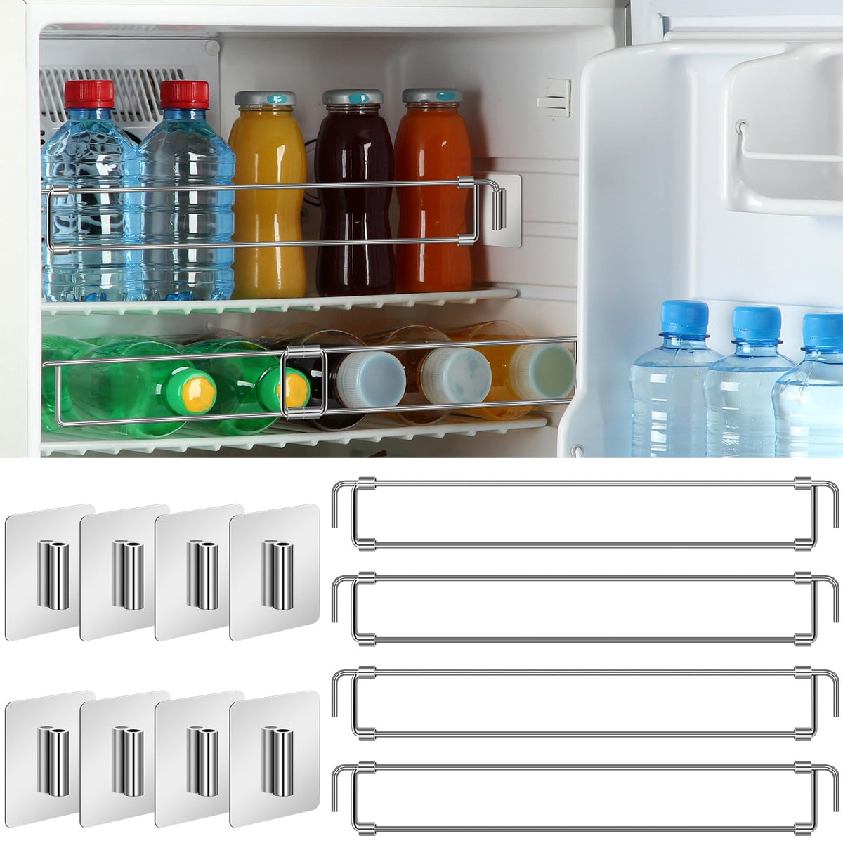 Yaocom front packaging showing four adjustable refrigerator bars for secure storage