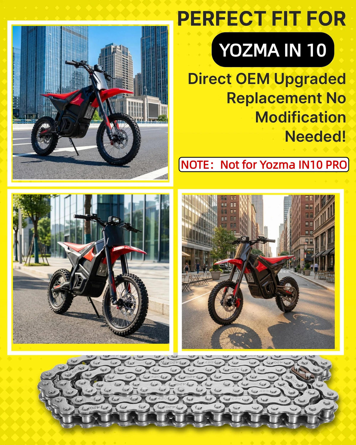 YAORISE close-up link detail highlighting durable carbon steel and improved wear resistance
