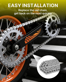 YAORISE chain on a dirt bike in motion illustrating reliable performance