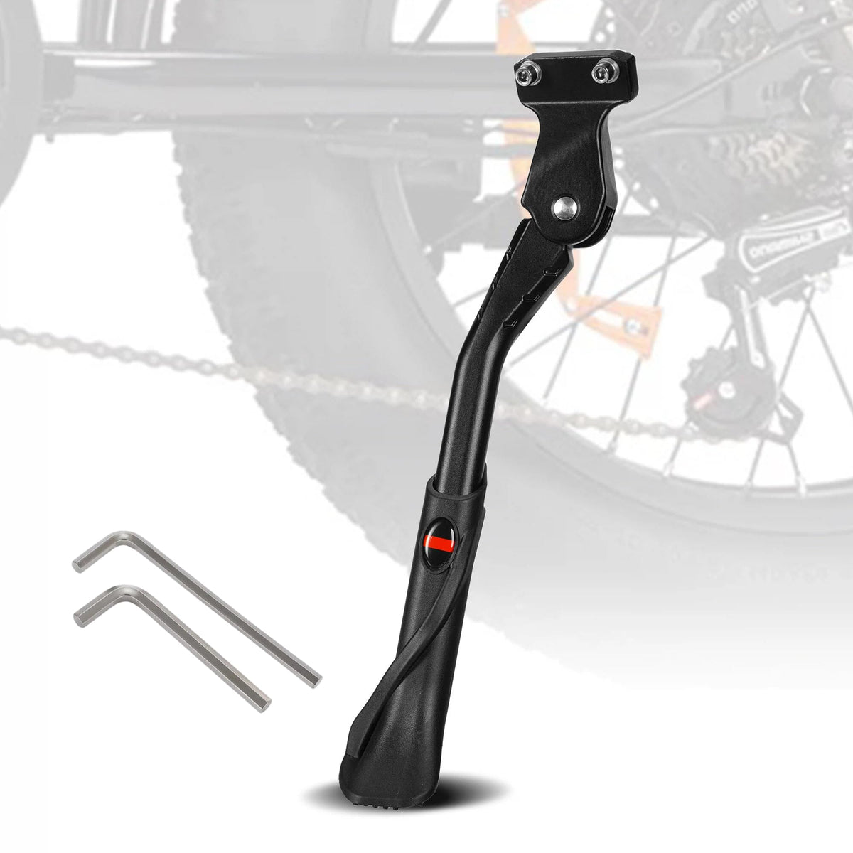 YAORISE kickstand front view showing sturdy stance and fit