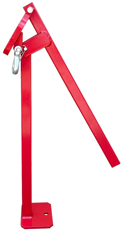 Yararday T-post puller front view showing head and 24-inch shaft for fast removal