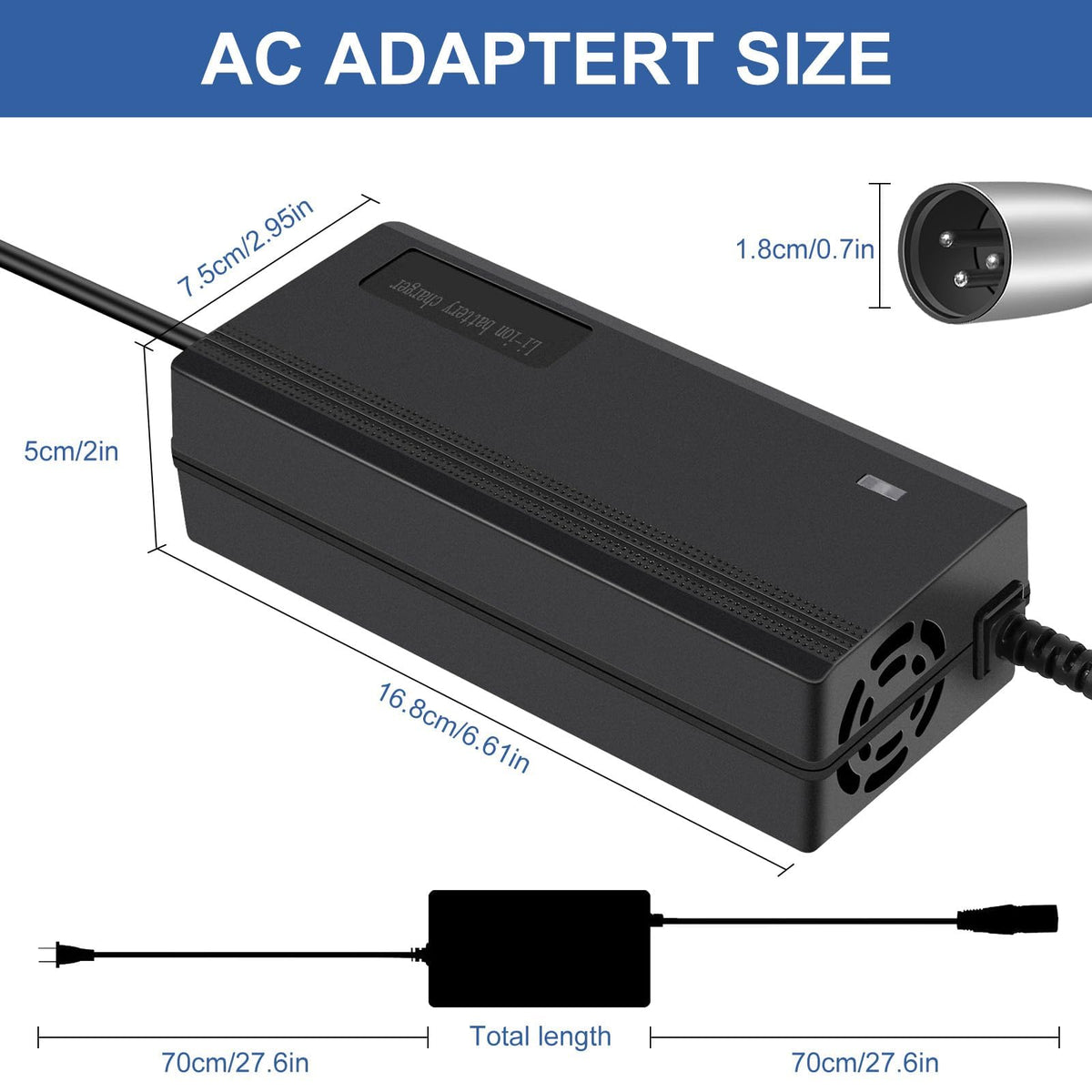 YAREMYEYE charger connected to scooter battery showing safe overnight charging