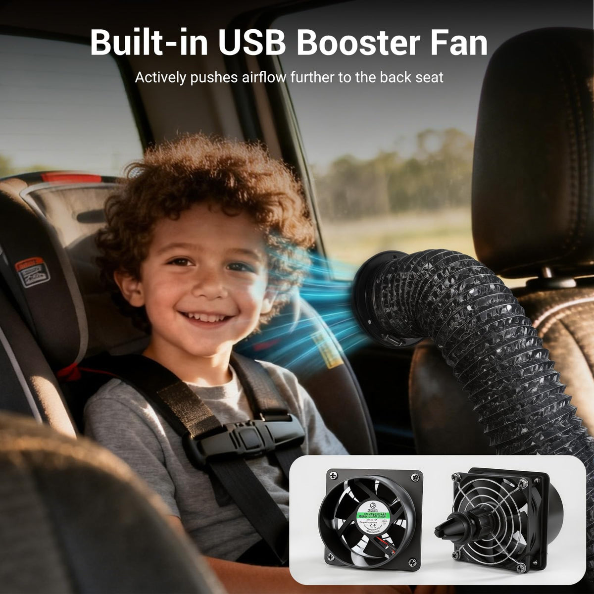 YATAOQINGJIE USB booster fan close-up increasing rear airflow efficiency