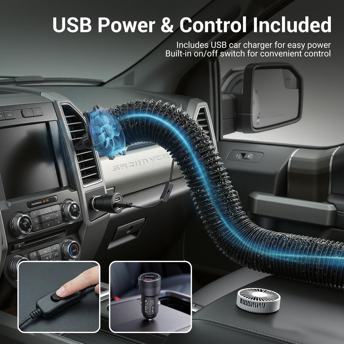YATAOQINGJIE zip ties securing duct to headrest for safer travel