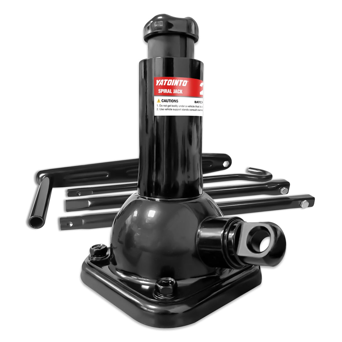 YATOINTO front view showing compact jack and benefits of portability