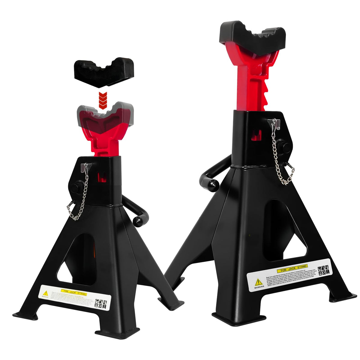 YATOINTO front view of two jack stands showing sturdy support and capacity