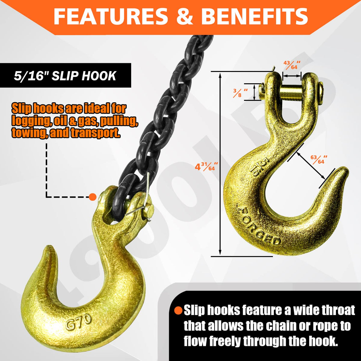 YATOINTO grab hook close-up with embossed markings for compliance