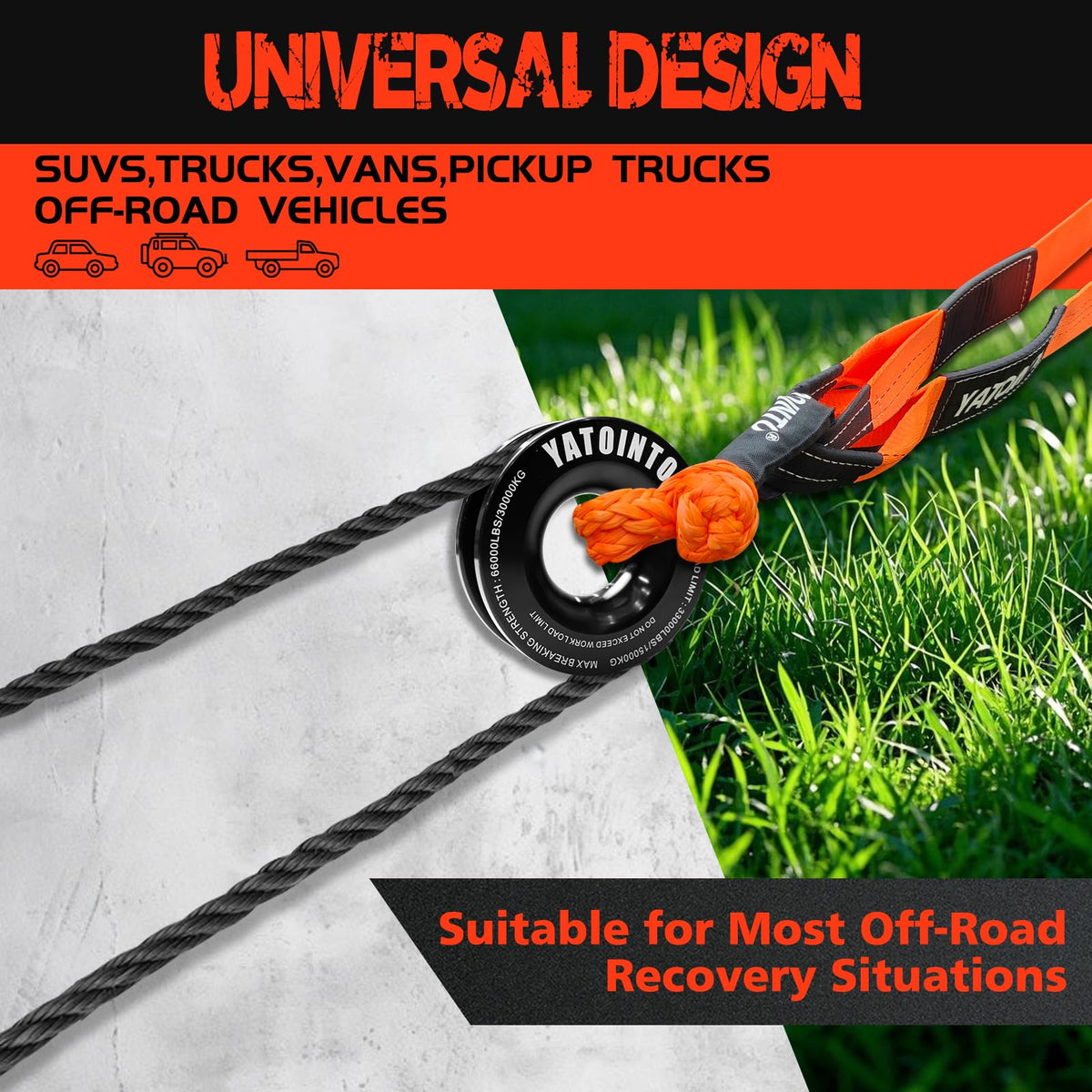 YATOINTO in-use during vehicle recovery demonstrating secure rigging