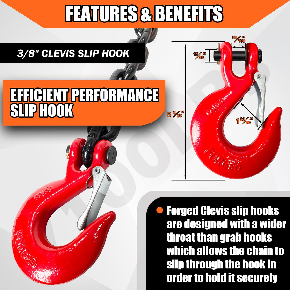YATOINTO chains beside ruler showing 36-inch length for proper fit and turning clearance