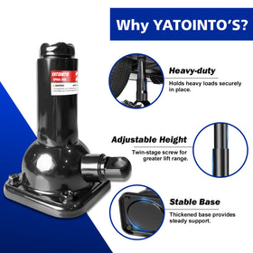 YATOINTO jack at minimum height under truck showing low-profile access