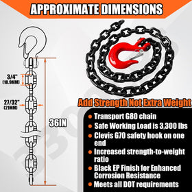 YATOINTO chain next to ruler showing 36 inch length for correct sizing