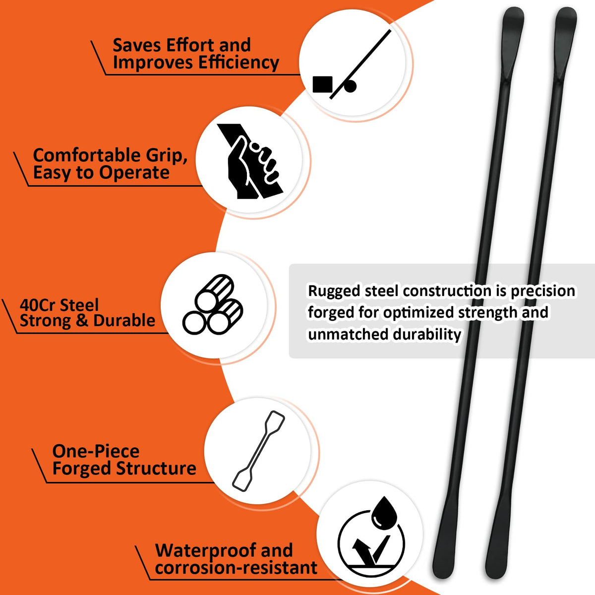 YATOINTO size comparison with rim illustrating 39-inch reach for easier leverage