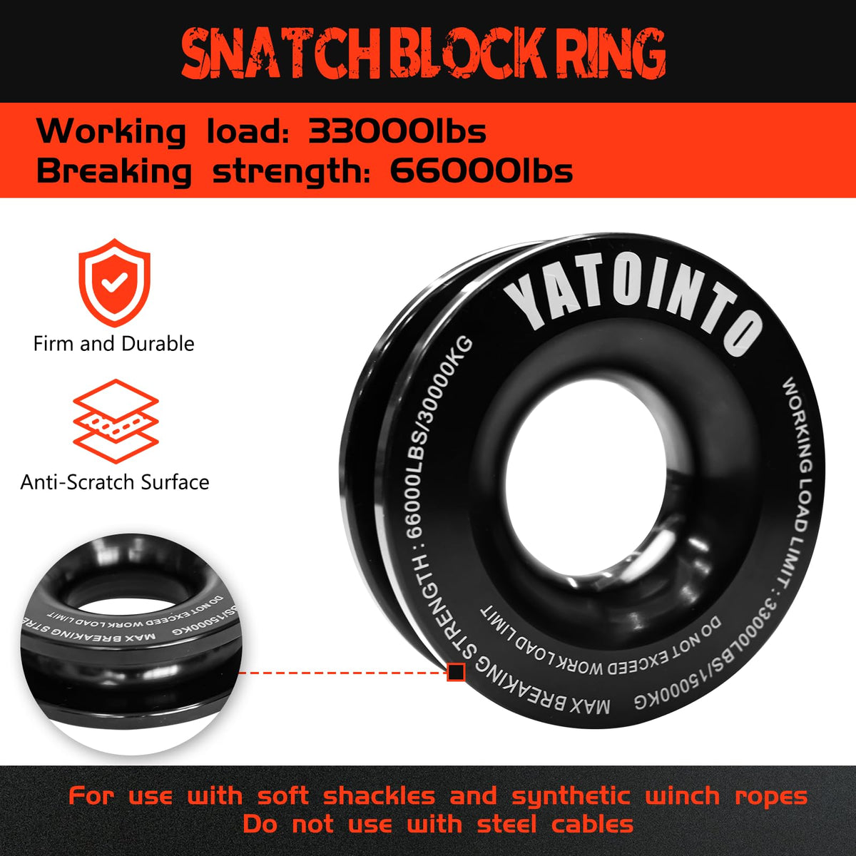 YATOINTO snatch block detail showing solid steel construction and pulley