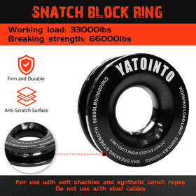 YATOINTO heavy-duty snatch block ring close-up showing rust-resistant finish and strength