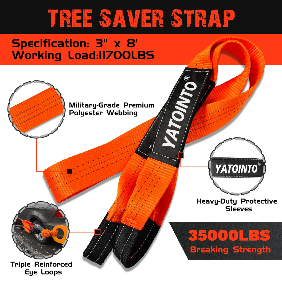 YATOINTO soft shackles close-up showing synthetic fiber and scratch protection benefit